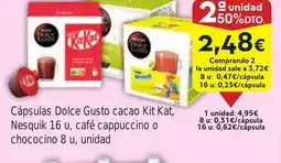 FROIZ Cápsulas Dolce Gusto cacao Kit Kat, Nesquik 16 u, café cappuccino o chococino oferta