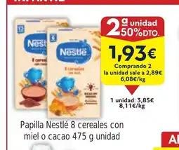 FROIZ Papilla Nestlé 8 cereales con miel o cacao oferta