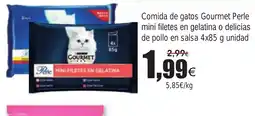 FROIZ Comida de gatos Gourmet Perle mini filetes en gelatina o delicias de pollo en salsa oferta