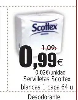 FROIZ Servilletas Scottex blancas 1 capa 64 u oferta