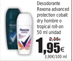 FROIZ Desodorante Rexona advanced protection cobalt dry hombre o tropical roll-on oferta