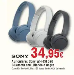 Hiper FROIZ SONY Auriculares Sony WH-CH 520 Bluetooth azul, blanco o negro oferta