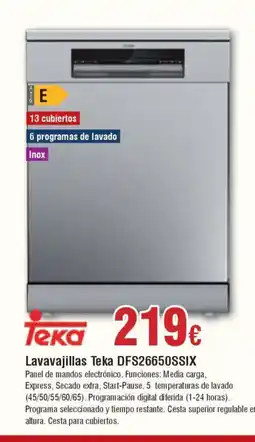 Hiper FROIZ TEKA Lavavajillas DFS26650SSIX oferta