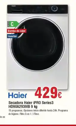 Hiper FROIZ HAIER Secadora ¡PRO Series3 HD90A2939IB oferta
