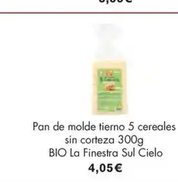 NaturaSí Pan de molde tierno 5 cereales sin corteza BIO La Finestra Sul Cielo oferta