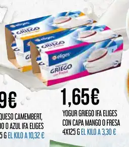 Claudio IFA ELIGES Yogur griego con capa mango o fresa oferta