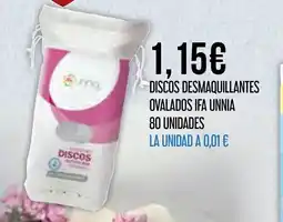 Claudio IFA UNNIA Discos desmaquillantes ovalados oferta