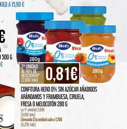 Claudio Confitura hero 0% sin azúcar añadidos arandanos y frambuesa, ciruela, fresa o melocotón oferta
