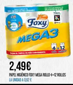 Claudio FOXY Papel higiénico mega rollo 4=12 rollos oferta