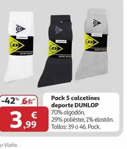 Alcampo DUNLOP Pack 5 calcetines deporte oferta