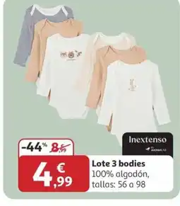 Alcampo INEXTENSO Lote 3 bodies oferta