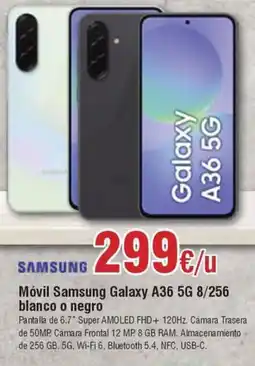 FROIZ SAMSUNG Móvil Samsung Galaxy A36 5G 8/256 blanco o negro oferta