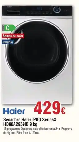 FROIZ HAIER Secadora Haier iPRO Series3 HD90A2939IB oferta