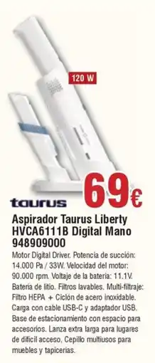 FROIZ TAURUS Aspirador Taurus Liberty HVCA6111B Digital Mano 948909000 oferta