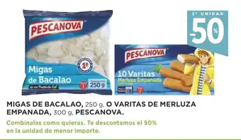 Supercor Pescanova Migas De Bacalao 250g O Varitas De Merluza Empanada 300g oferta