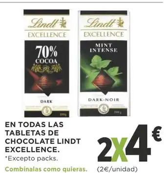 Supercor Lindt En Todas Las Tabletas De Chocolate Excellence oferta