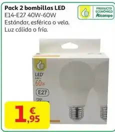 Alcampo Vela - pack 2 bombillas led oferta