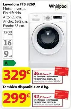 Alcampo Whirlpool - lavadora ffs 9269 oferta