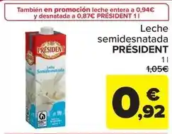 Carrefour Président - leche semidesnatada oferta
