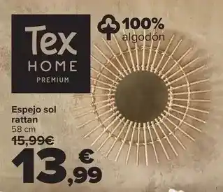 Tex home premium - espejo sol rattan