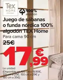 Carrefour Tex home - juego de sabanas o funda nordica 100% algodon oferta