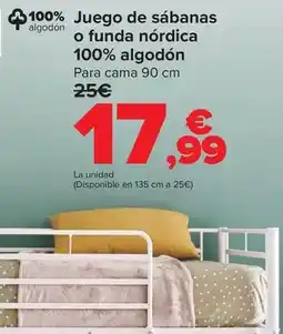 Carrefour Juego de sábanas o funda nórdica 100% algodón oferta