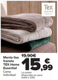 Carrefour Tex home essential - manta lisa franela oferta