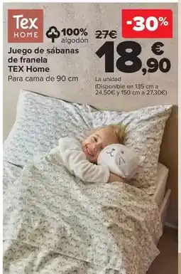 Carrefour Tex home - juego de sabanas de franela oferta