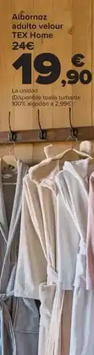 Carrefour Tex home - albornoz adulto velour oferta