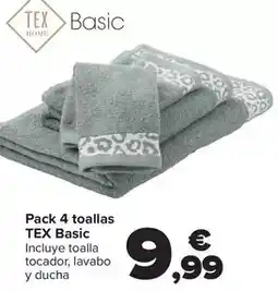 Carrefour Tex basic - pack 4 toallas oferta