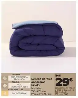 Carrefour Relleno nórdico antiácaros bicolor oferta