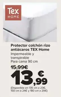 Carrefour Tex home - protector colchon rizo antiacaros oferta