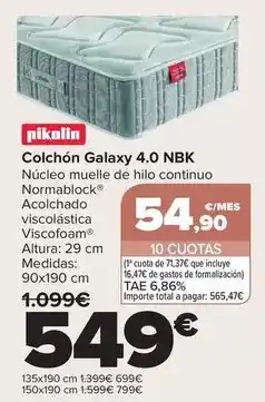 Carrefour Pikolin - colchon galaxy 4.0 nbk oferta