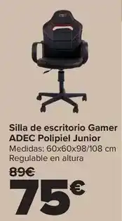 Carrefour Adec - silla de escritorio gamer polipiel junior oferta