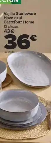 Carrefour Carrefour home - vajilla stoneware haze azul oferta