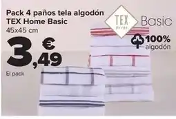 Carrefour Tex home basic - pack 4 paños tela algodón oferta