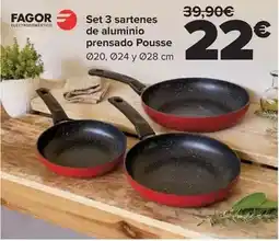 Carrefour Fagor - set 3 sartenes de aluminio prensado pousse oferta