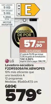 Carrefour Lg - lavadora-secadora f2dr5s09a1w.abwqpes oferta