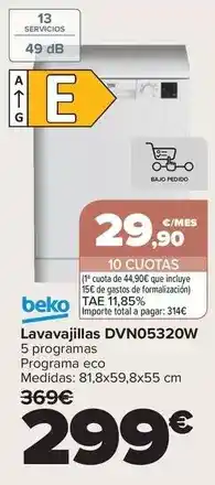 Carrefour Beko - lavavajillas dvn05320w oferta