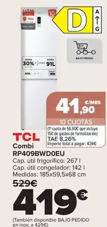 Carrefour Tcl - combi rp409bwd0eu oferta