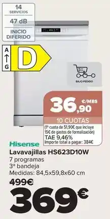Carrefour Hisense - lavavajillas hs623d10w oferta