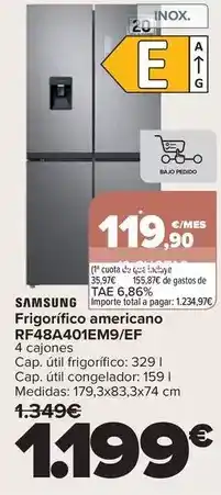 Carrefour Samsung - frigorifico americano rf48a401em9/ef oferta