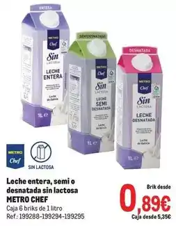 Makro Chef select - leche entera, semi o desnatada sin lactosa oferta