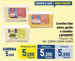 Makro Lafuente - lonchas tipo edam, gouda o cheddar oferta