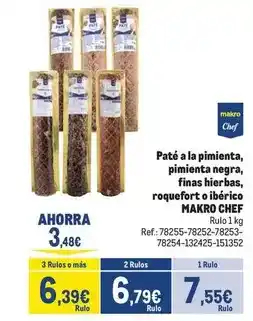 Makro Chef select - paté a la pimienta, pimienta negra, finas hierbas, roquefort o ibérico oferta