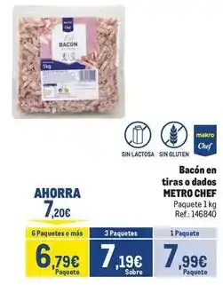 Makro Chef select - bacon en tiras o dados oferta