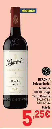 Makro Beronia - seleccion del sumiller d.o.ca. rioja tinto crianza oferta