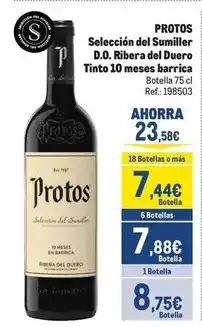 Makro Protos - selección del sumiller d.o. ribera del duero tinto 10 meses barrica oferta
