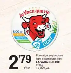 SPAR Fragadis La vaca que ríe - formatge en porcions light o semicurat light oferta