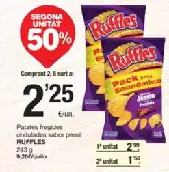 SPAR Fragadis Ruffles - patates fregides ondulades sabor pernil oferta